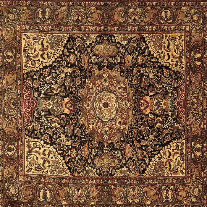 Square Machine Washable Medallion Brown Traditional Rug, wshtr1891brn