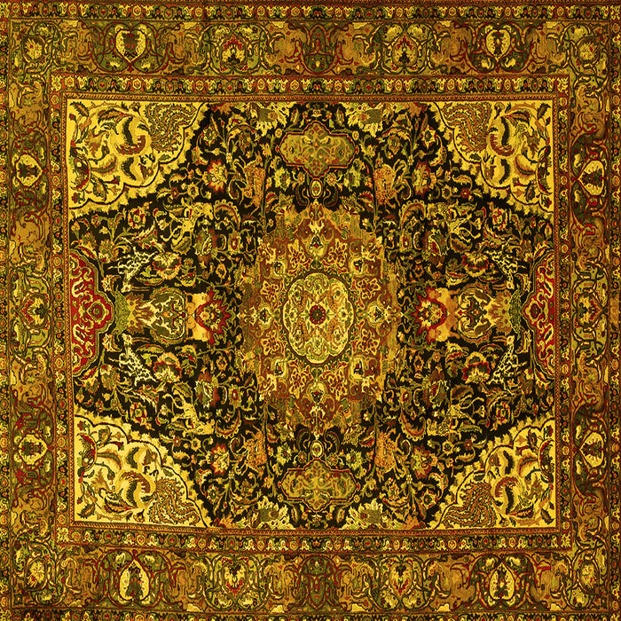Square Medallion Yellow Traditional Rug, tr1891yw