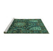 Sideview of Machine Washable Medallion Turquoise Traditional Area Rugs, wshtr1891turq