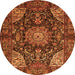 Machine Washable Medallion Orange Traditional Area Rugs, wshtr1891org