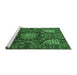 Sideview of Machine Washable Medallion Emerald Green Traditional Area Rugs, wshtr1891emgrn