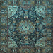 Square Medallion Light Blue Traditional Rug, tr1891lblu