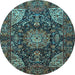 Round Medallion Light Blue Traditional Rug, tr1891lblu