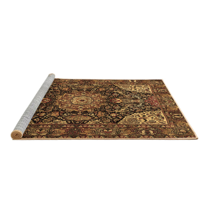 Sideview of Machine Washable Medallion Brown Traditional Rug, wshtr1891brn