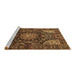 Sideview of Machine Washable Medallion Brown Traditional Rug, wshtr1891brn