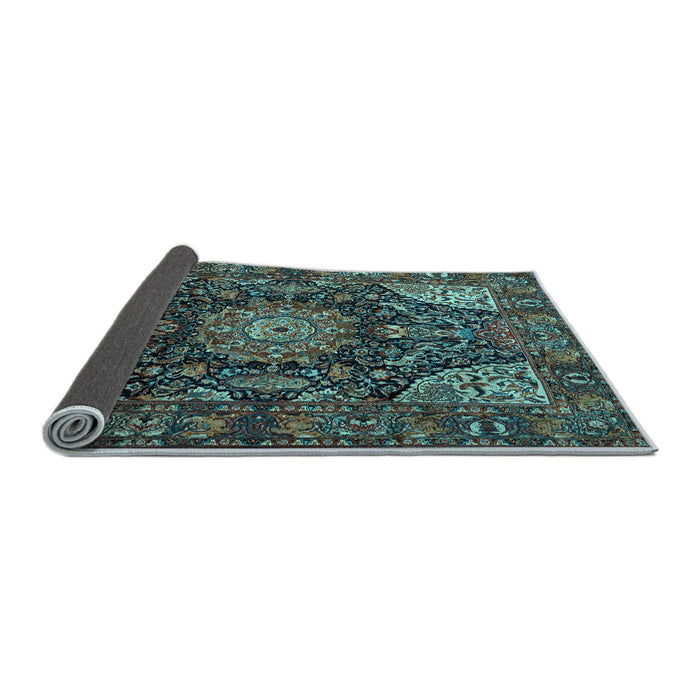 Sideview of Medallion Light Blue Traditional Rug, tr1891lblu