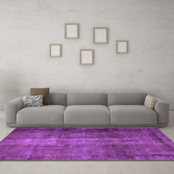 Machine Washable Persian Purple Traditional Area Rugs in a Living Room, wshtr1892pur