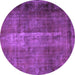 Round Machine Washable Persian Purple Traditional Area Rugs, wshtr1892pur