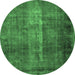 Round Persian Emerald Green Traditional Rug, tr1892emgrn