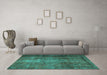 Machine Washable Persian Turquoise Traditional Area Rugs in a Living Room,, wshtr1892turq