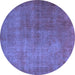 Round Persian Blue Traditional Rug, tr1893blu