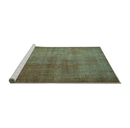 Sideview of Machine Washable Persian Turquoise Traditional Area Rugs, wshtr1893turq