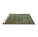 Sideview of Machine Washable Persian Turquoise Traditional Area Rugs, wshtr1893turq