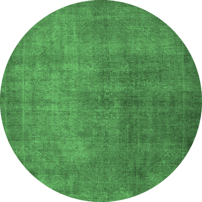 Round Persian Emerald Green Traditional Rug, tr1893emgrn