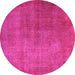 Round Machine Washable Persian Pink Traditional Rug, wshtr1893pnk