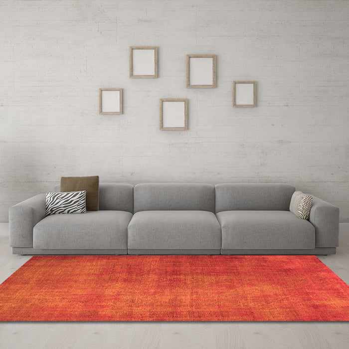 Machine Washable Persian Orange Traditional Area Rugs in a Living Room, wshtr1893org