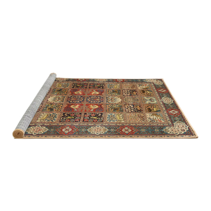 Sideview of Machine Washable Traditional Dark Sienna Brown Rug, wshtr1894