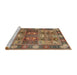 Sideview of Machine Washable Traditional Dark Sienna Brown Rug, wshtr1894