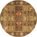 Round Persian Brown Traditional Rug, tr1894brn