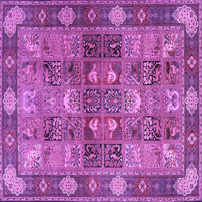 Square Machine Washable Persian Purple Traditional Area Rugs, wshtr1894pur