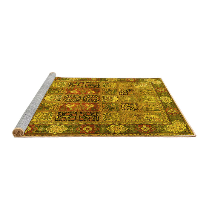 Sideview of Machine Washable Persian Yellow Traditional Rug, wshtr1894yw