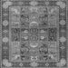 Round Machine Washable Persian Gray Traditional Rug, wshtr1894gry