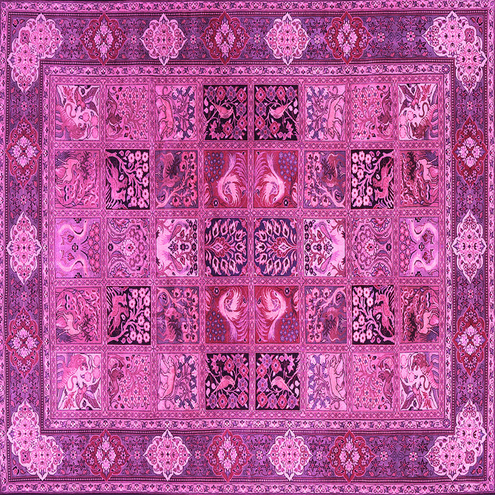 Square Machine Washable Persian Pink Traditional Rug, wshtr1894pnk