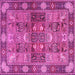 Square Machine Washable Persian Pink Traditional Rug, wshtr1894pnk