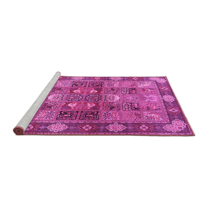 Sideview of Machine Washable Persian Pink Traditional Rug, wshtr1894pnk