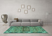 Machine Washable Persian Turquoise Traditional Area Rugs in a Living Room,, wshtr1894turq