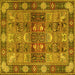 Square Machine Washable Persian Yellow Traditional Rug, wshtr1894yw