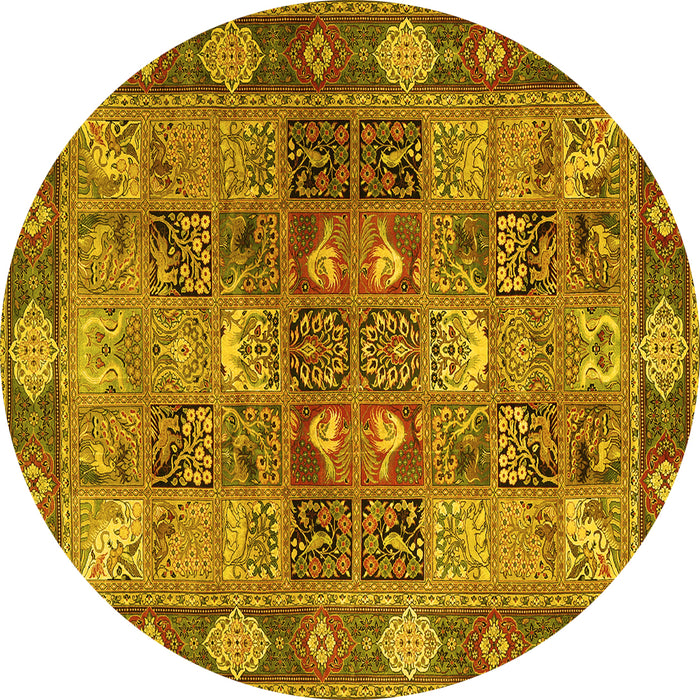 Round Persian Yellow Traditional Rug, tr1894yw