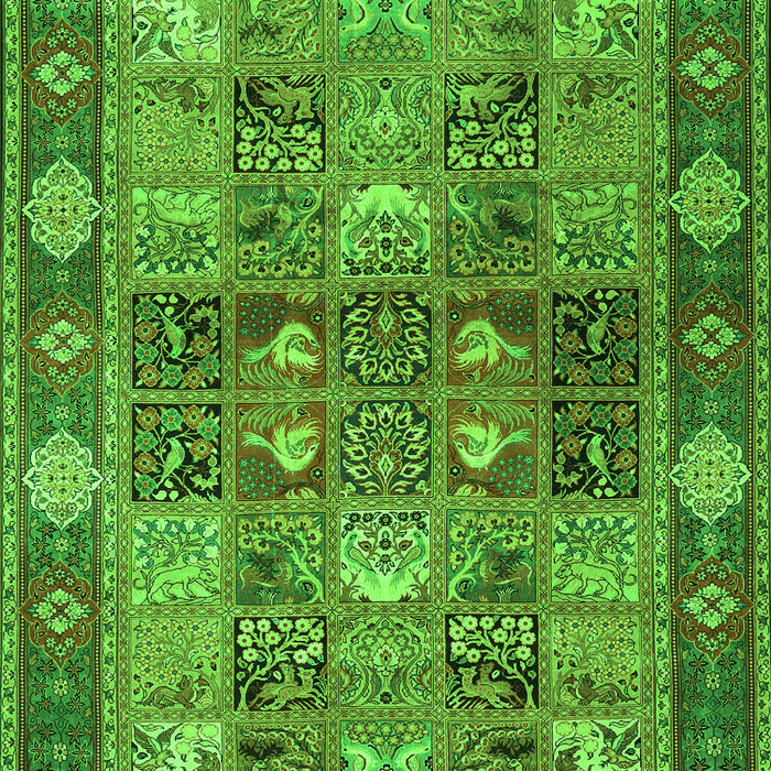 Serging Thickness of Machine Washable Persian Green Traditional Area Rugs, wshtr1894grn