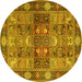 Round Machine Washable Persian Yellow Traditional Rug, wshtr1894yw