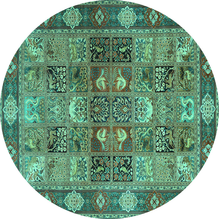 Round Persian Turquoise Traditional Rug, tr1894turq