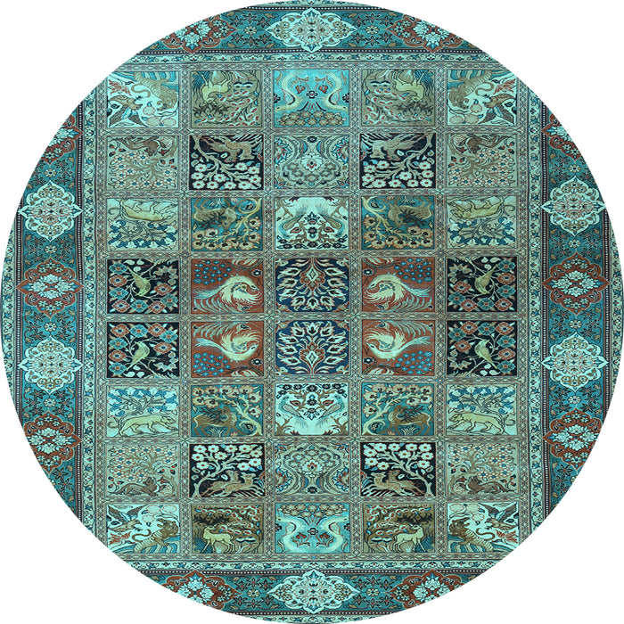 Round Machine Washable Persian Light Blue Traditional Rug, wshtr1894lblu