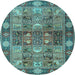 Round Machine Washable Persian Light Blue Traditional Rug, wshtr1894lblu