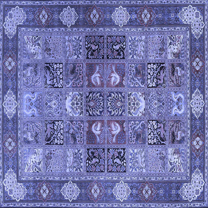 Square Machine Washable Persian Blue Traditional Rug, wshtr1894blu