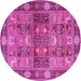 Round Machine Washable Persian Pink Traditional Rug, wshtr1894pnk