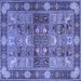 Square Persian Blue Traditional Rug, tr1894blu