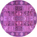 Round Machine Washable Persian Purple Traditional Area Rugs, wshtr1894pur