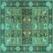 Square Machine Washable Persian Turquoise Traditional Area Rugs, wshtr1894turq