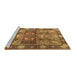 Sideview of Machine Washable Persian Brown Traditional Rug, wshtr1894brn