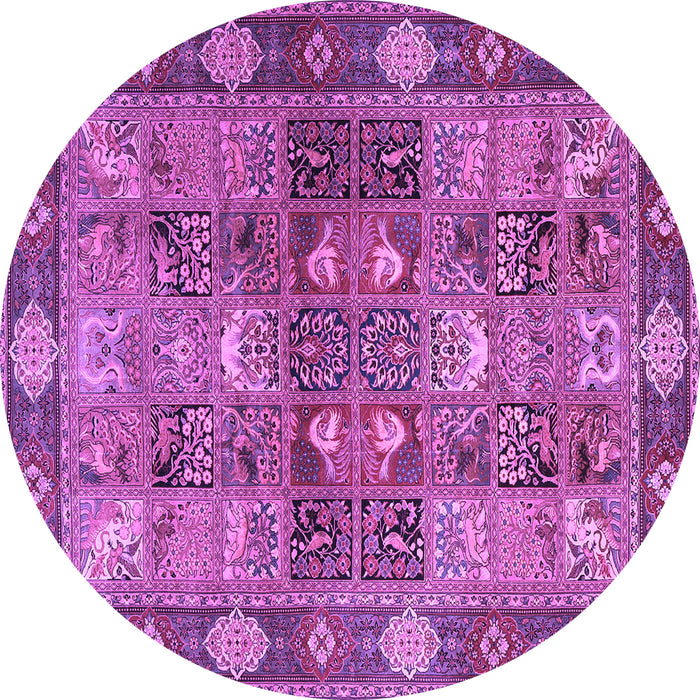 Round Persian Purple Traditional Rug, tr1894pur