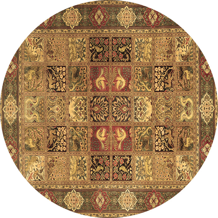 Round Machine Washable Persian Brown Traditional Rug, wshtr1894brn