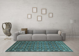 Machine Washable Persian Light Blue Traditional Rug in a Living Room, wshtr1895lblu