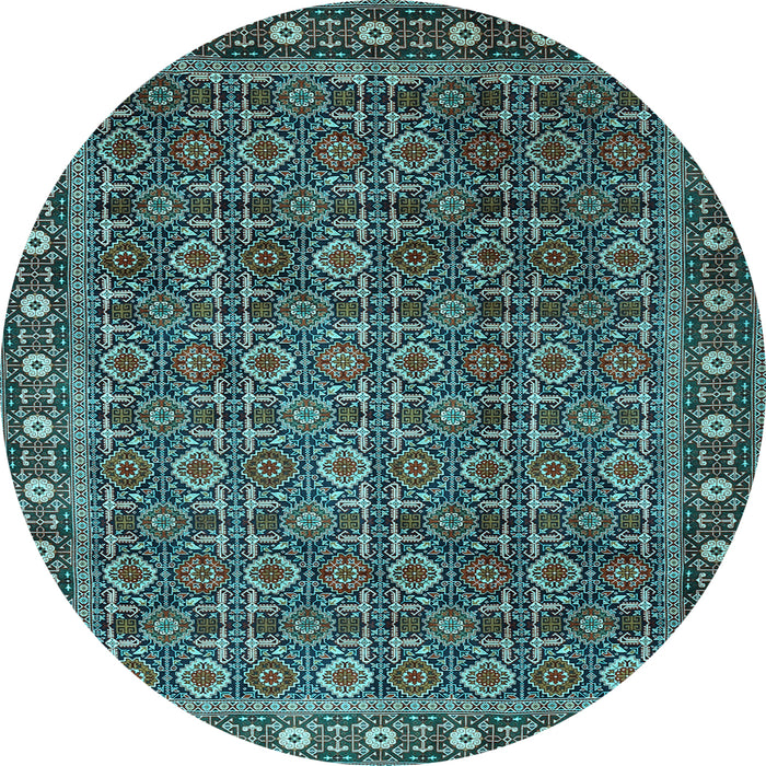 Round Machine Washable Persian Light Blue Traditional Rug, wshtr1895lblu