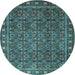 Round Machine Washable Persian Light Blue Traditional Rug, wshtr1895lblu