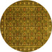 Round Machine Washable Persian Yellow Traditional Rug, wshtr1895yw