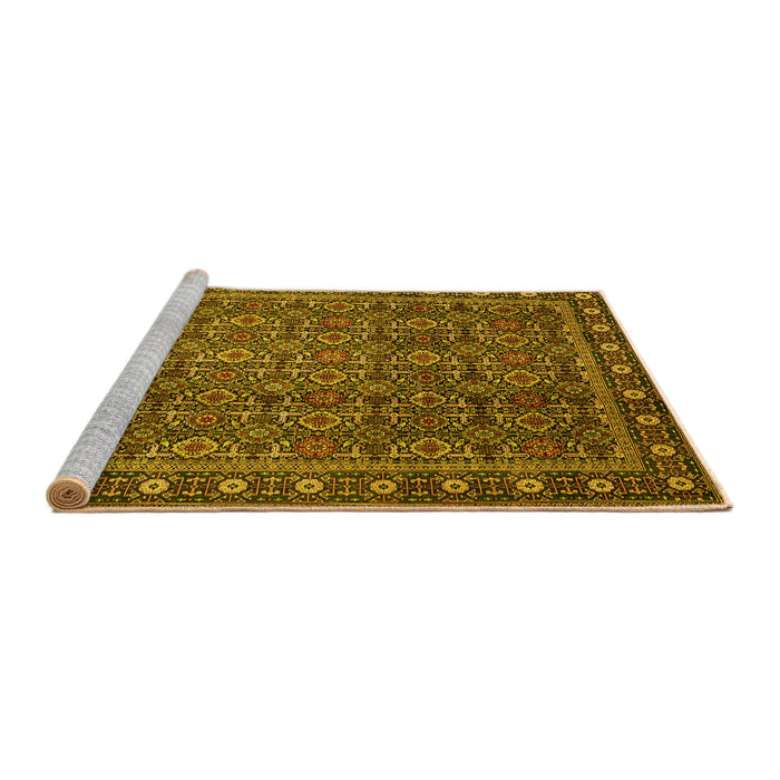 Sideview of Machine Washable Persian Yellow Traditional Rug, wshtr1895yw